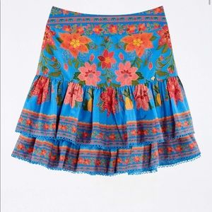 Farm Rio Blue Tapestry mini skirt